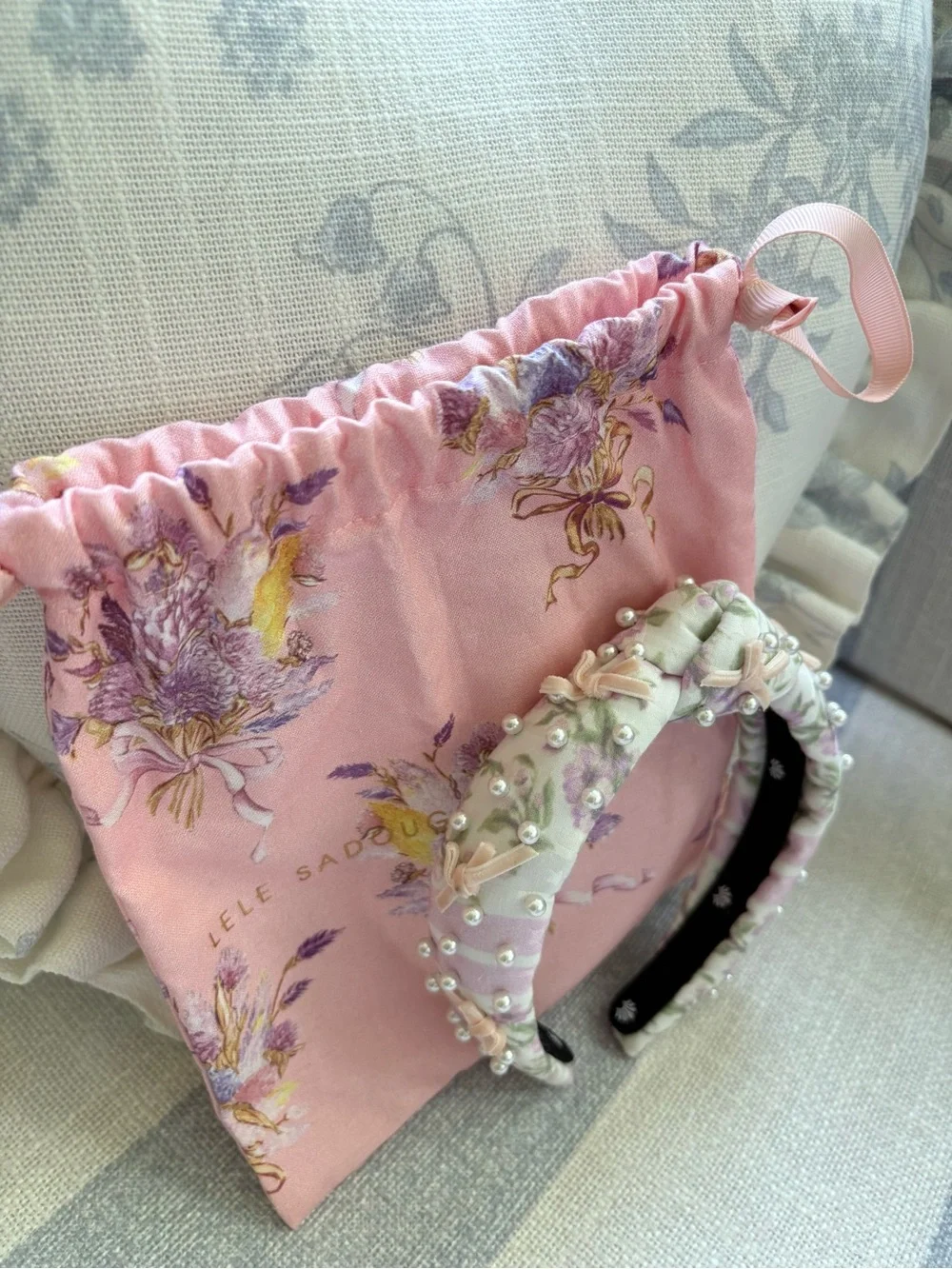 Lele Sadoughi x LoveShackFancy Pastel Clouds Pearl Knotted Headband